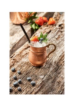 Generic Solid hammered Turkish copper milk cup with brass handle Available in several sizes  - Image 2