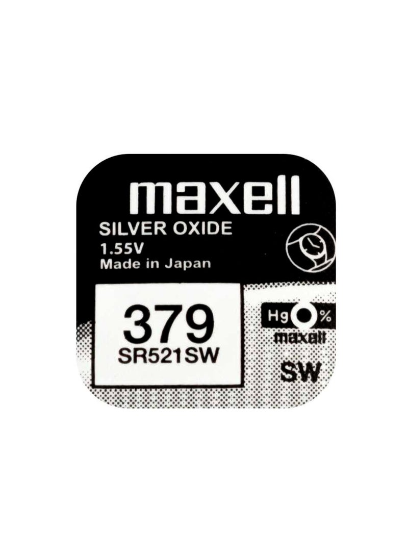 Maxell - 10-Pieces Maxell 379 / SR521SW 1.55V Silver Oxide Hg0% Zero Mercury Batteries - Image 1