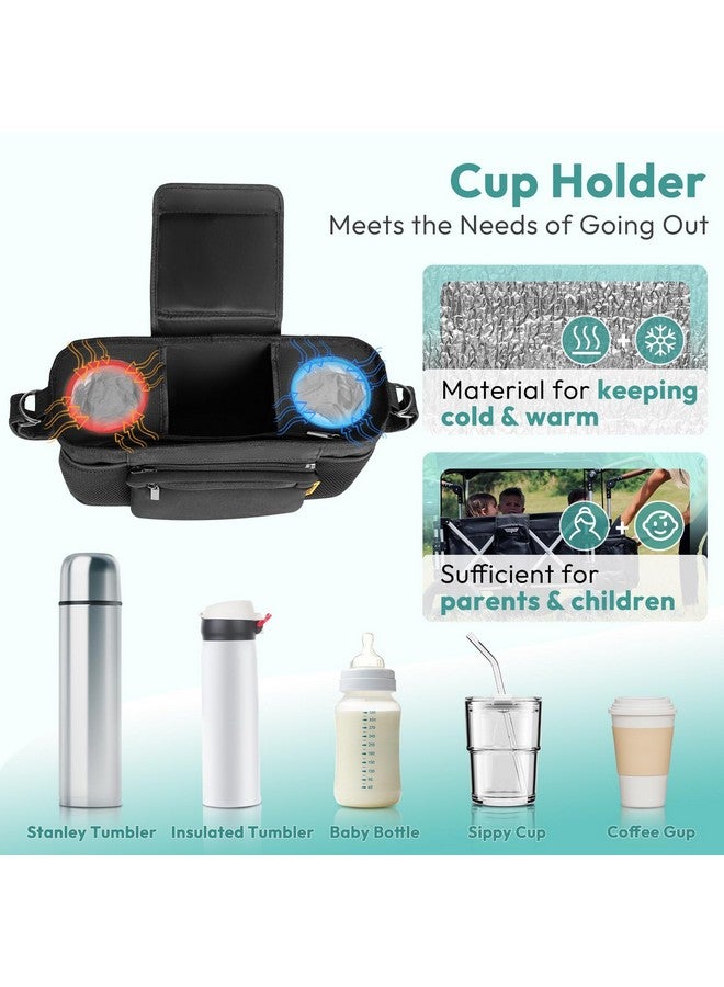 Boffinby وحدة تحكم الوالدين تناسب Wonderfold W2&X2، منظم عربة مع 2 حامل أكواب معزول، جيوب تخزين متعددة، حقيبة قابلة للفصل، حزام فيلكرو وحزام كتف قابل للإزالة، أساسي للعائلة - Image 5