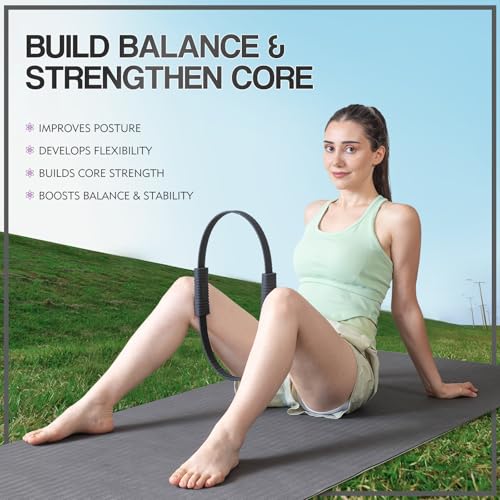 LTHTRADE Pilates Ring Circle, 13.5 Inch Magic Circle Ring for Women, Flexible Resistance Exercise Equipment for Toning Thighs, Legs, Arms & Core (Black) - Image 4