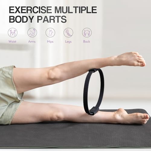 LTHTRADE Pilates Ring Circle, 13.5 Inch Magic Circle Ring for Women, Flexible Resistance Exercise Equipment for Toning Thighs, Legs, Arms & Core (Black) - Image 3