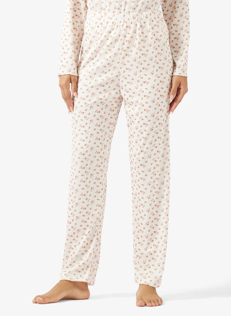 Ginger Pointelle Floral T-shirt & Pyjama Set - Image 4