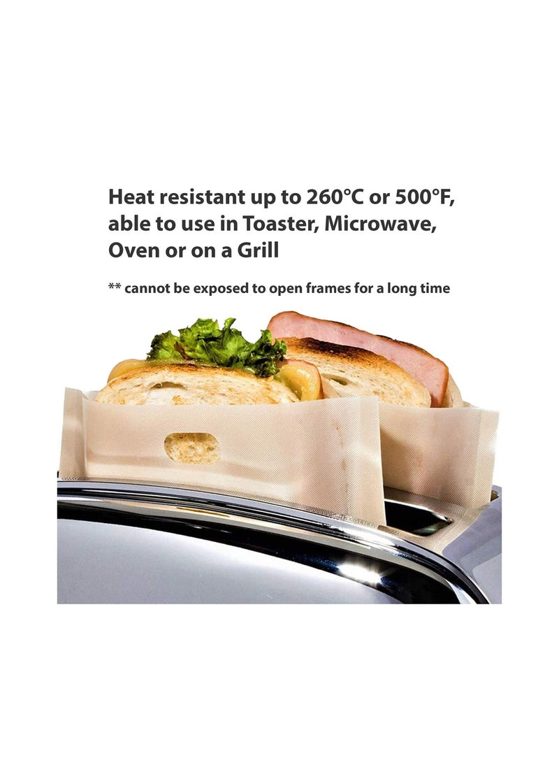 SYOSI Non-Stick Toaster Bags, 100% BPA & Gluten Free, Reusable & Heat Resistant, Premium Toastie Bags for Grilled Cheese Sandwiches Pizza Panini, Easy to Clean, Safest on The Market (8pc)(Beige) - Image 3