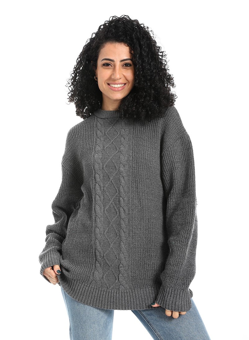 سيزار بلوفر صوف حريمي طويل مزود بتصمميات متعددة - Image 1