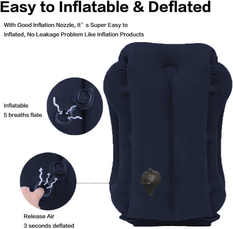 KIMIANDY Inflatable Travel Pillow for Airplane, Inflatable Neck Air Pillow for Sleeping(Blue) - Image 4
