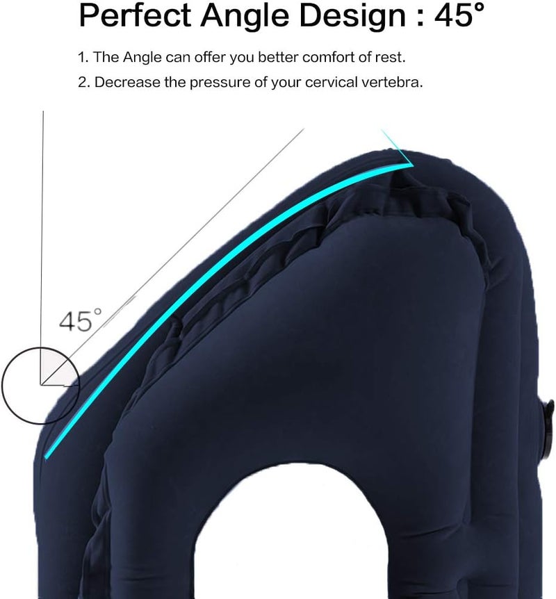 KIMIANDY Inflatable Travel Pillow for Airplane, Inflatable Neck Air Pillow for Sleeping(Blue) - Image 5