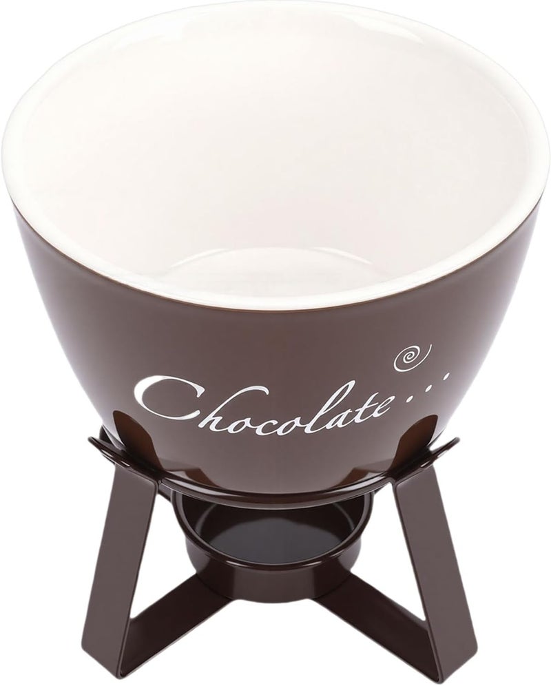 General purpose premium build Ceramic Chocolate Fondue Mug, Portable Melting Cup with Stable Metal Stand and Fork, Tea Light Candle Warmer for Cheese, Caramel and Dessert Dips (Brown) Protective coating Connectable modular Cross product compatible Backup reserve local stock Resist frequent use Reinforced edge Sitewide discount Dense area priority deliver Diverse purchase plan Easy store & operate Growing sales Diverse requirement fit Extra part combo compatible First batch available All choice modern design Wear resistant upgraded material New season item Polished safe edge Scheduled warehouse deliver High in-demand commodity Market diverse application fit Good ventilation Regional central warehouse stock Stackable design - Image 2