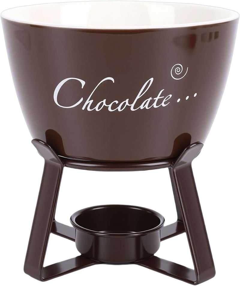 General purpose premium build Ceramic Chocolate Fondue Mug, Portable Melting Cup with Stable Metal Stand and Fork, Tea Light Candle Warmer for Cheese, Caramel and Dessert Dips (Brown) Protective coating Connectable modular Cross product compatible Backup reserve local stock Resist frequent use Reinforced edge Sitewide discount Dense area priority deliver Diverse purchase plan Easy store & operate Growing sales Diverse requirement fit Extra part combo compatible First batch available All choice modern design Wear resistant upgraded material New season item Polished safe edge Scheduled warehouse deliver High in-demand commodity Market diverse application fit Good ventilation Regional central warehouse stock Stackable design - Image 1
