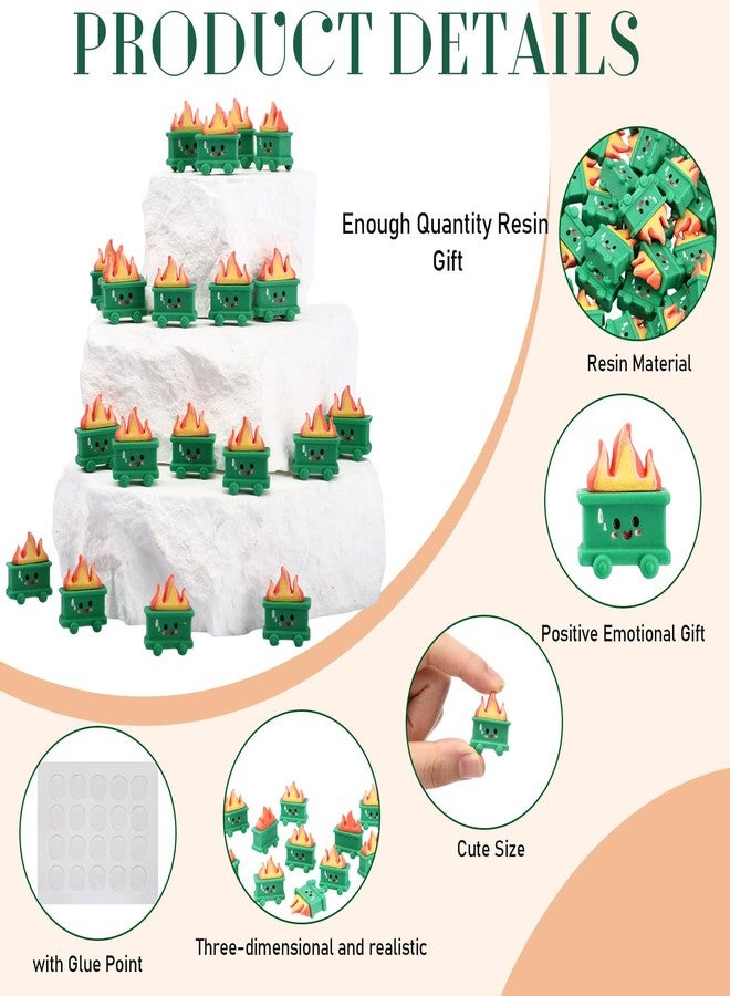 Arrowbash 40 Set Resin Dumpster Trash Shape with Fire Gift Team Employee Appreciation Gift Emotional Desk Accessories for Staff Teacher Office Coworker Nurse Medical Volunteer Favor (Green) - Image 3