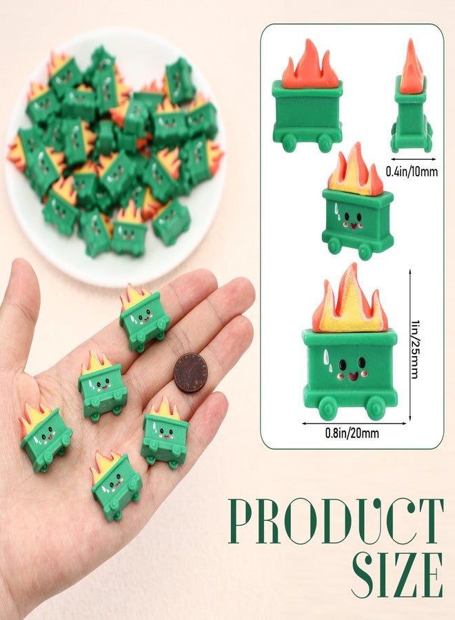 Arrowbash 40 Set Resin Dumpster Trash Shape with Fire Gift Team Employee Appreciation Gift Emotional Desk Accessories for Staff Teacher Office Coworker Nurse Medical Volunteer Favor (Green) - Image 2