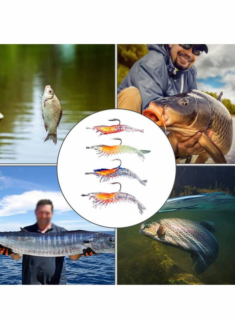 SYOSI Fishing Lures Set, 4 PCS Floating Lures Life-Like Swimming Swimbait for Trout Bass Perch Pike-Artificial Soft Shrimp Baits Fishing Lures with Hooks Mixed Colors Fishing Gear for Saltwater Freshwater  - Image 2
