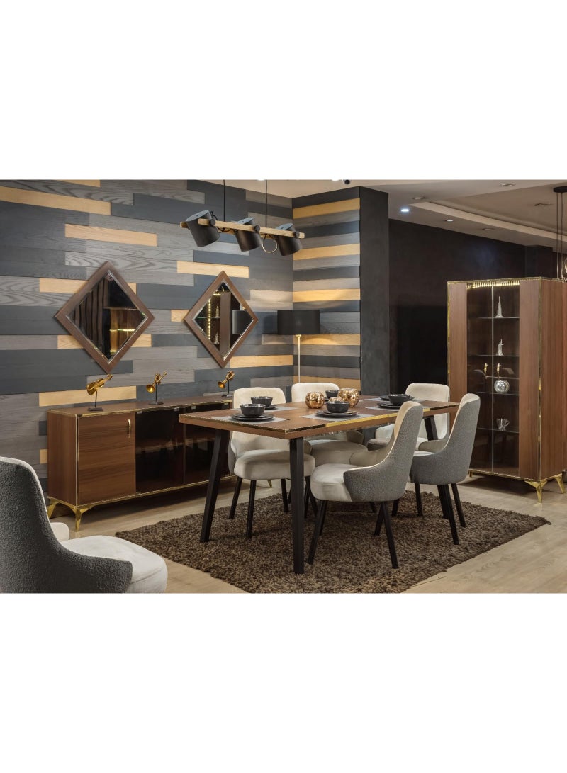 طقم سفرة خشبي مودرن – ترابيزة مع 6 كراسي - Image 1