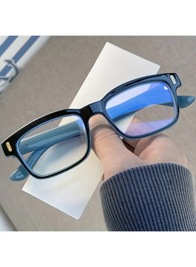 SCENT HOUSE 1pc Retro Y2K Style Black Framed Glasses for Men & Women - Lightweight Decorative Eyewear to Reduce Eye Strain & Glare from Screens, Computers, Phones, Gaming Devices - Stylish Unisex Design, Budget-Friendly, Screen Time Protection, Bold Frames, Comfortable Fit, Fashion Accessory, Digital Device Users (Includes eyeglass case)
,blue lighe blocking glasses,eyeglasses - Image 1