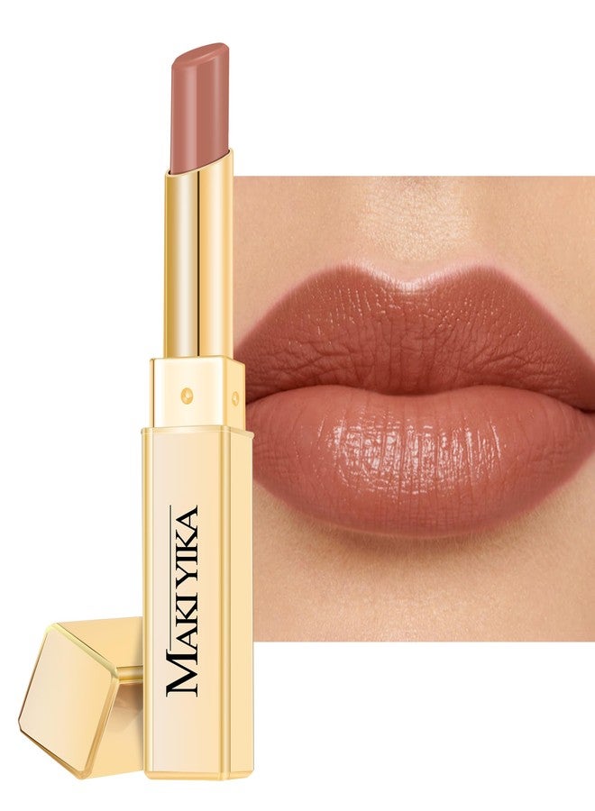 MAKI YIKA Moisture Nude Lipstick for Women Hydrate Lip Balm for Dry Cracked Lips Weightless Glossy Lip Color Juicy Finish,MA055 Mica Nude - Image 1