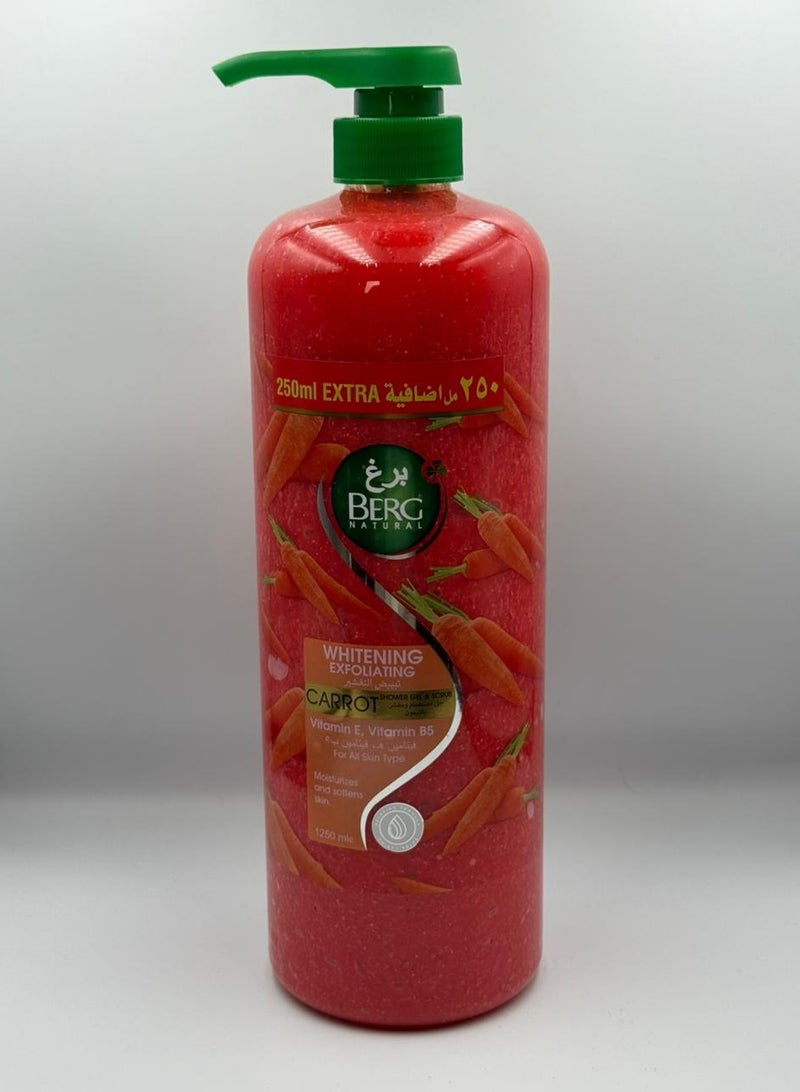 Berg Berg Natural 2‑in‑1 Carrot Shower Gel + Scrub with Vitamin E – Brightening & Hydrating Cleanser (1250 ml)
