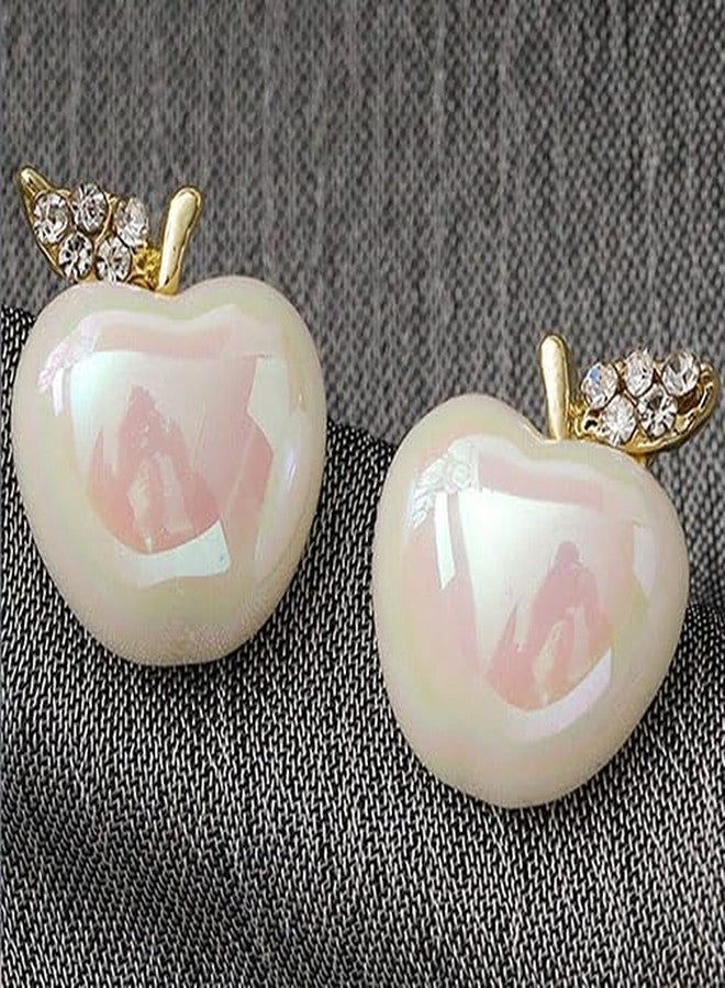 TACBSP White Pearl Apple Stud Earrings for Women Teacher Christmas Gifts Earrings Small Apple Earrings Cute Fruit Red Enamel Apple Earring Christmas Jewelry(R+W) - Image 5