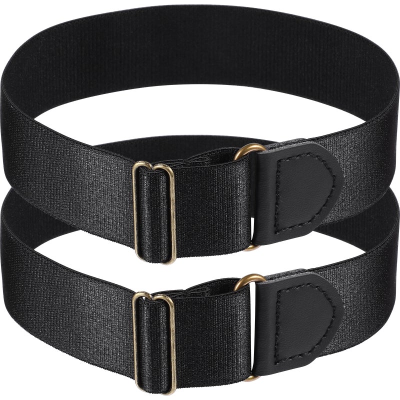2 Pcs Elastic Adjustable Armbands Shirt Garter Sleeve Holders for Men Women - Image 1
