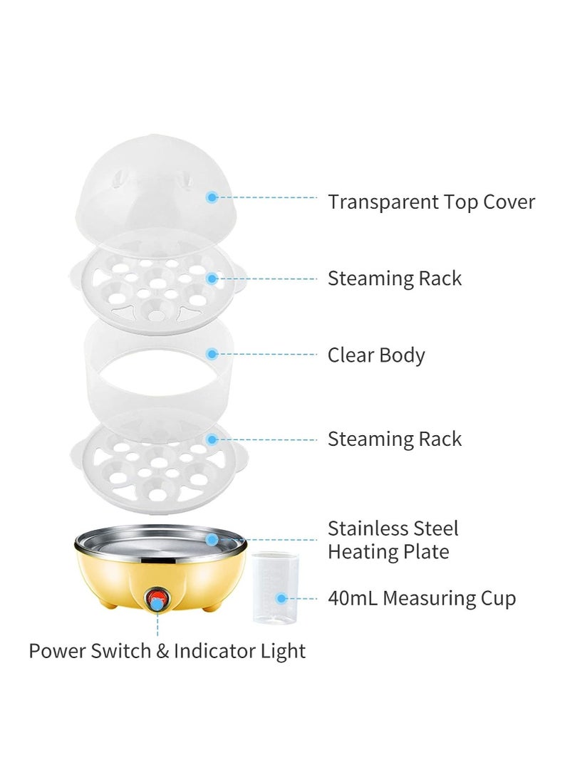 Household Electric Fast Eggs Boiler, Multifunctional Tool Mini Egg Steamer Poacher for Kitchen (Yellow, 2 Layers, 14 Slots) - Image 5
