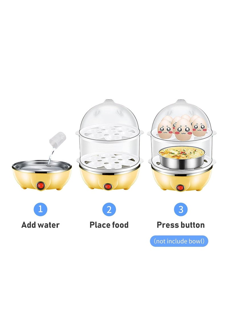 Household Electric Fast Eggs Boiler, Multifunctional Tool Mini Egg Steamer Poacher for Kitchen (Yellow, 2 Layers, 14 Slots) - Image 4