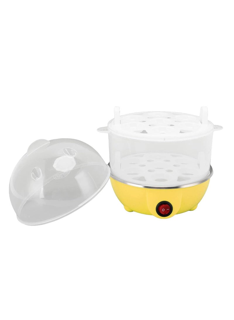 Household Electric Fast Eggs Boiler, Multifunctional Tool Mini Egg Steamer Poacher for Kitchen (Yellow, 2 Layers, 14 Slots) - Image 1