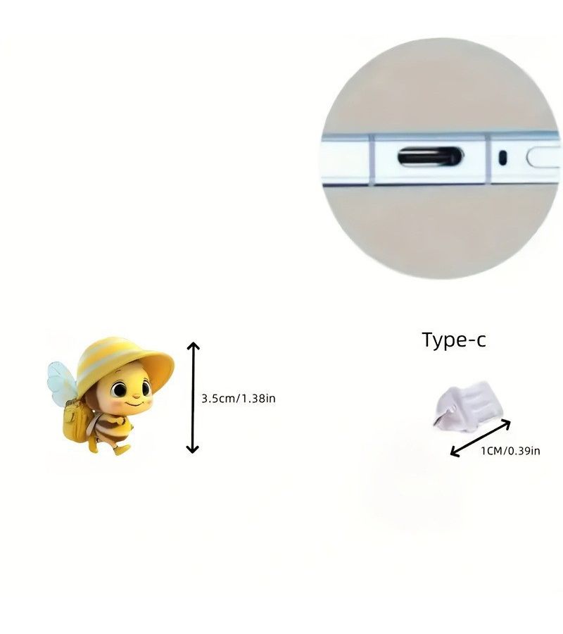 Acrylic Cat Dust Plug for Apple Charging Port Little Bee 3 Pieces - Image 2