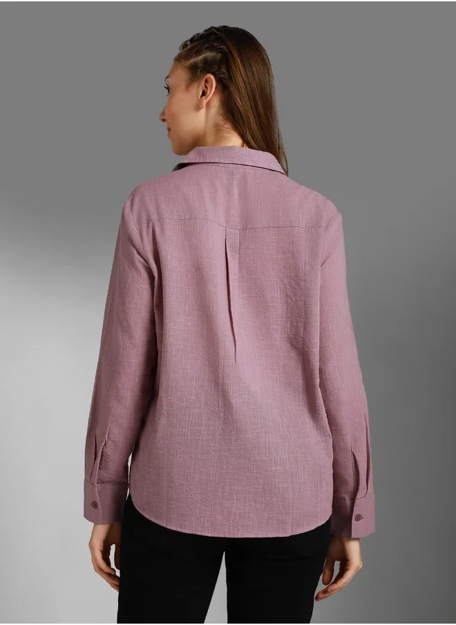 هاي ستار Women Mauve Shirt