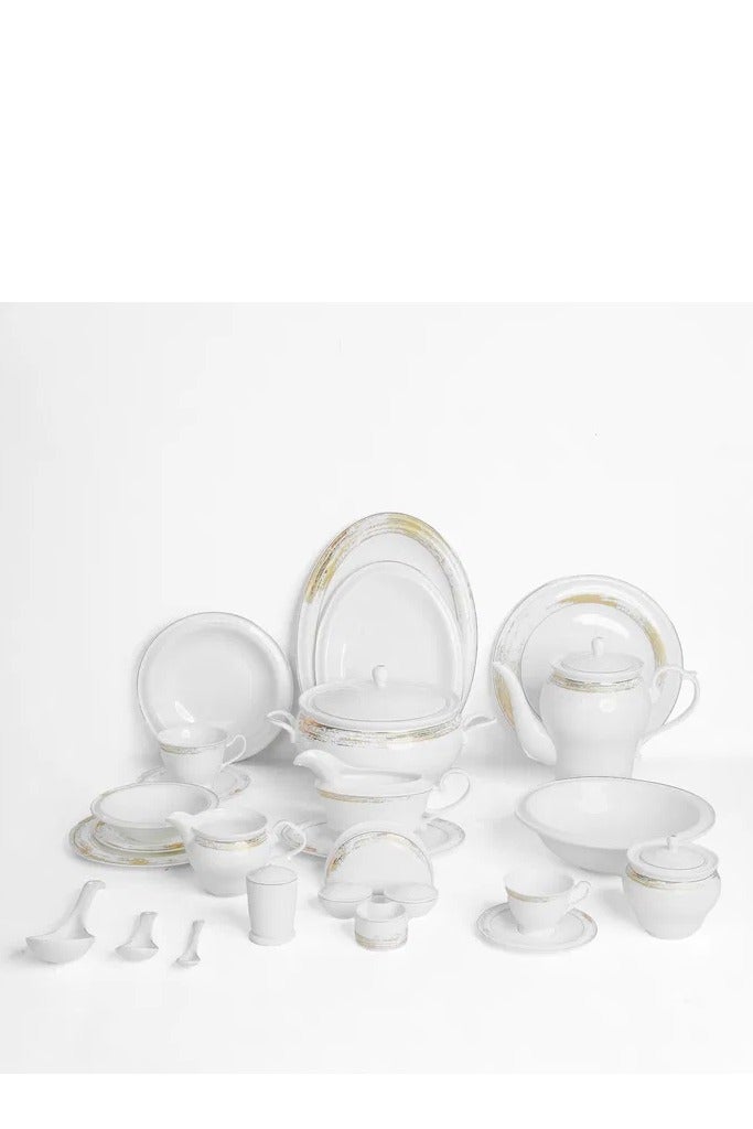 السيف غاليري طقم سفرة بورسلان السيف غاليري، 166 قطعة، نقش احمر - ابيض - Image 1