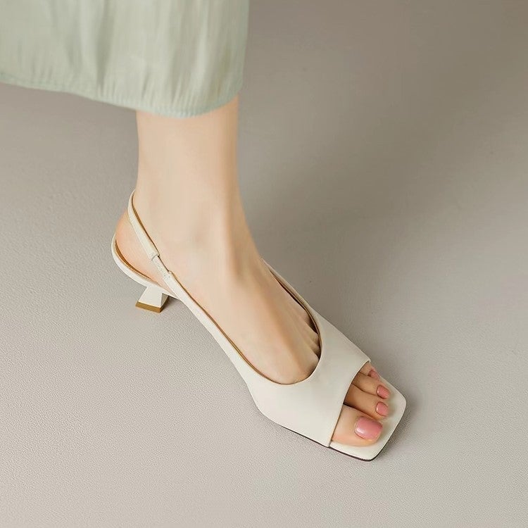 French Style Simple Open Toe Pumps 2025 Style Square Toe Elegant Stiletto Heel Roman Sandals For Women - Image 1