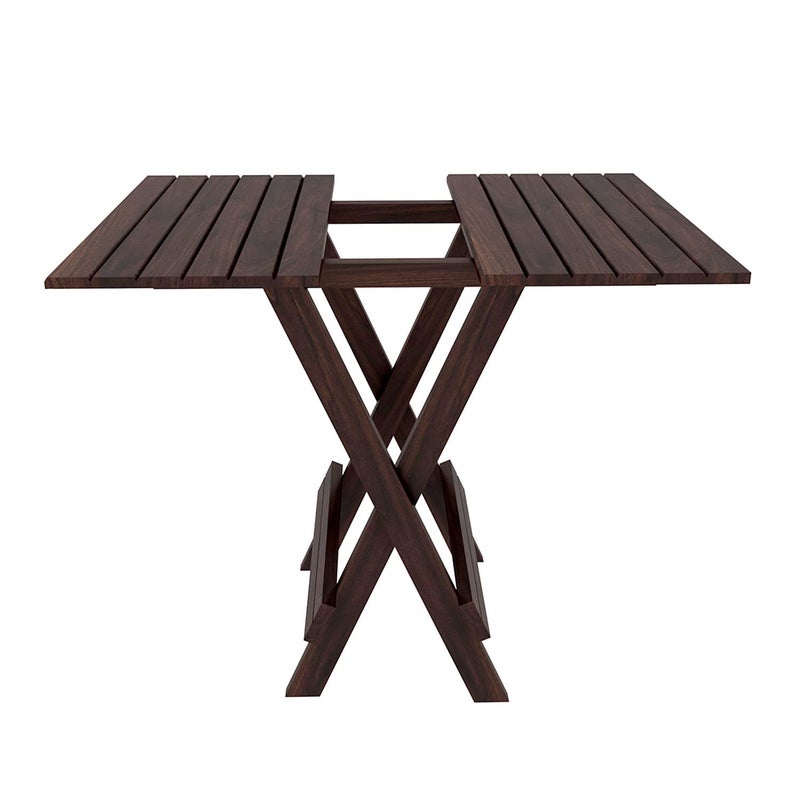 Silver Crafts Silver Crafts Solid Sheesam Wood Folding Table for Balcony Garden and Outdoor Furnishing Square Foldable Table Walnut Color Finish Standerd Size  - Image 3