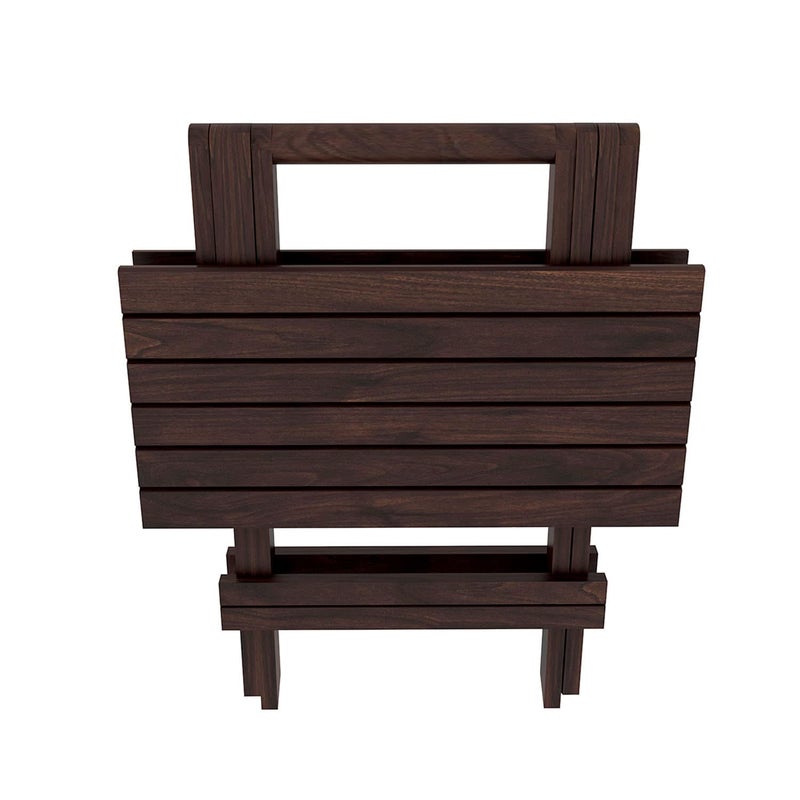 Silver Crafts Silver Crafts Solid Sheesam Wood Folding Table for Balcony Garden and Outdoor Furnishing Square Foldable Table Walnut Color Finish Standerd Size  - Image 4
