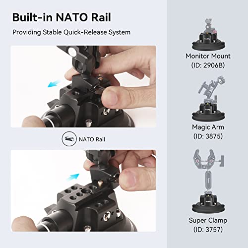 SmallRig 4 Suction Cup Camera Mount, Car Mount for Cameras/Smartphones on Car/Clean and Smooth Surfaces, Max 2kg Load for Speeds up to 80km/h (50mph), Recommend 10kg Load When Stationary - 4122 - Image 2
