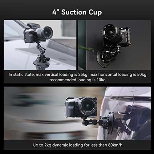 SmallRig 4 Suction Cup Camera Mount, Car Mount for Cameras/Smartphones on Car/Clean and Smooth Surfaces, Max 2kg Load for Speeds up to 80km/h (50mph), Recommend 10kg Load When Stationary - 4122 - Image 3
