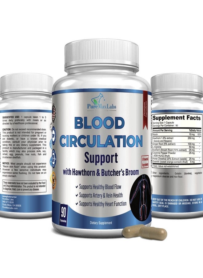 YUMMYVITE Blood Circulation Supplement With Hawthorn Butchers Broom Horse Chestnut Arginine Diosmin Varicose Veins Treatment For Legs Circulation And Vein Support Blood Flow Supplement. 90 Capsules - Image 2