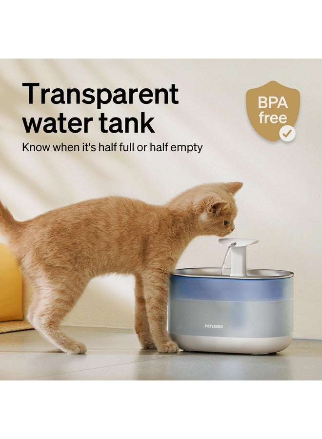 PETLIBRO PETLIBRO Cat Water Fountain Stainless Steel,Ultra Quiet,71fl oz/2.1L Automatic Cat Fountain,Two Flow Modes,BPA-Free Capsule Metal Healthy Pet Water Fountain for Cats Inside with 4 Large Filters  - Image 4