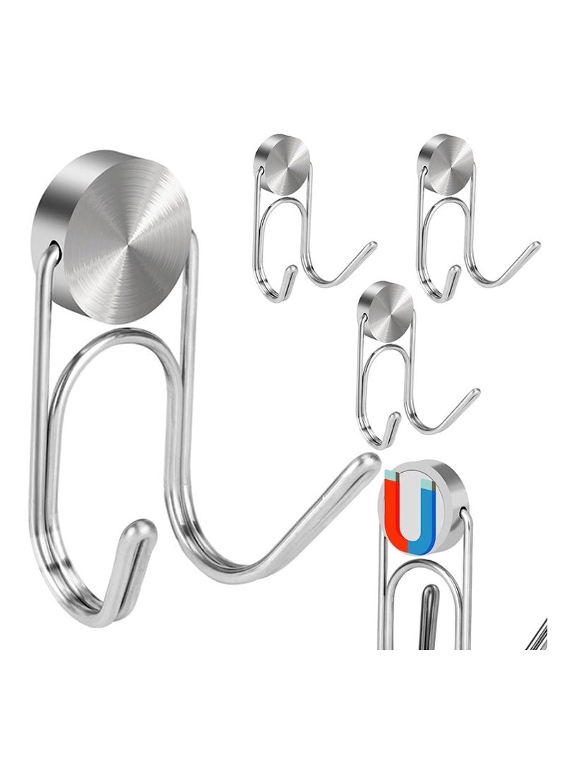 KASTWAVE U Shape Strong Magnetic Hooks, Heavy Duty 304 Stainless Steel Hooks, Hanging Hooks for Indoor Outdoor Hanging, Refrigerator, Grill, Kitchen (4 Pcs - 1.0in-2 40Lbs)  - Image 1
