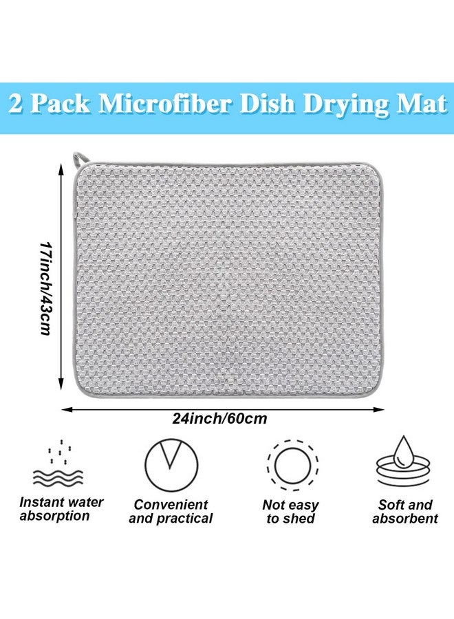 Meirrnyyu 2 Pack Microfiber Dish Drying Mat,24*17 inch Absorbent Dish Drainer Kitchen Counter,Large Size Dish Drying Pad for Countertops,Sinks,Draining Racks(Gray)  - Image 2