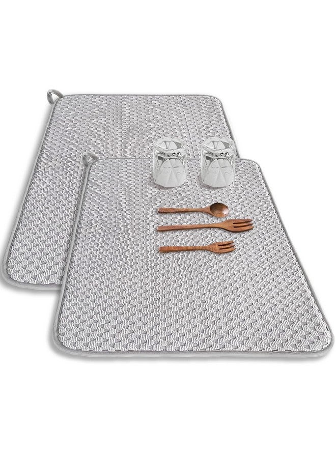 Meirrnyyu 2 Pack Microfiber Dish Drying Mat,24*17 inch Absorbent Dish Drainer Kitchen Counter,Large Size Dish Drying Pad for Countertops,Sinks,Draining Racks(Gray)  - Image 1