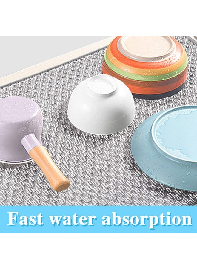 Meirrnyyu 2 Pack Microfiber Dish Drying Mat,24*17 inch Absorbent Dish Drainer Kitchen Counter,Large Size Dish Drying Pad for Countertops,Sinks,Draining Racks(Gray)  - Image 4