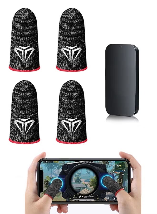 4Pcs Mobile Gaming Finger Sleeves – Ultra Sensitive Touch Screen Sleeves, Sweat-Proof Breathable Seamless Thumb Covers for PUBG, Free Fire, Call of Duty & Smartphone E-Sports, With Black Box - Image 1