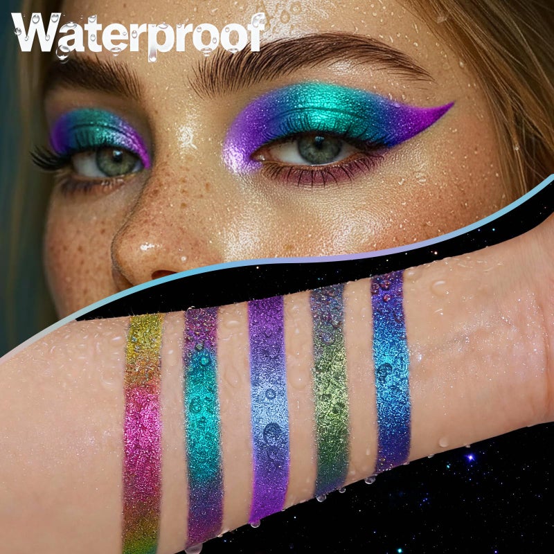 SUSIKEKI Chameleon Metallic Eyeshadow & Eyeliner Gel Pencil â€“ Multichrome Shifting Colors Glitter Eye Makeup, Waterproof Long-Lasting Smudge-Proof Duochrome Pencil (Teal Green to Rose Magenta) - Image 5