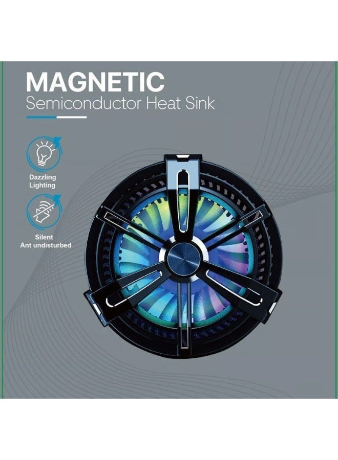إيون مروحة تبريد EONE ، بقدرة 15Wمتوافق مع MagSafe، مبرد وشاحن للهاتف، إضاءة RGB LED، سرعة 5500 دورة/دقيقة، مدخل Type-C، تصميم محمول لآيفون وأندرويد – أسود- والتحكم بايقاف الشحن اللاسلكي للالعاب والاستخدام اليومي - Image 2