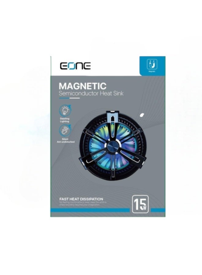 إيون مروحة تبريد EONE ، بقدرة 15Wمتوافق مع MagSafe، مبرد وشاحن للهاتف، إضاءة RGB LED، سرعة 5500 دورة/دقيقة، مدخل Type-C، تصميم محمول لآيفون وأندرويد – أسود- والتحكم بايقاف الشحن اللاسلكي للالعاب والاستخدام اليومي - Image 5