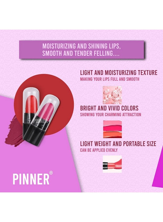 PINNER Matte Lipstick Set with Display Stand, 12 Shades, Pink and Red Collection - Image 4