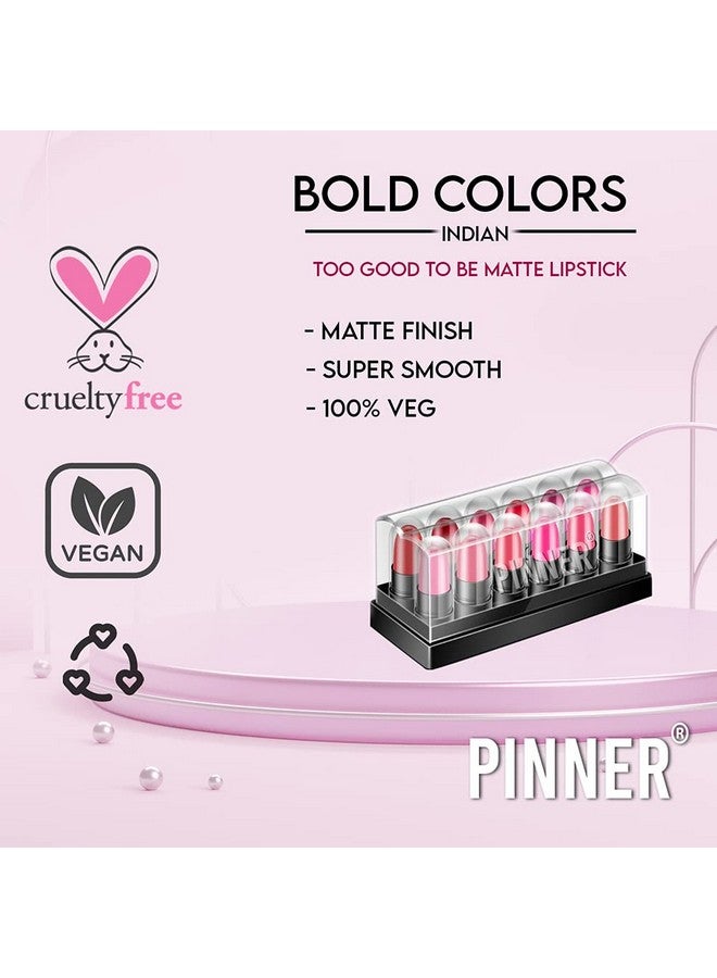 PINNER Matte Lipstick Set with Display Stand, 12 Shades, Pink and Red Collection - Image 5