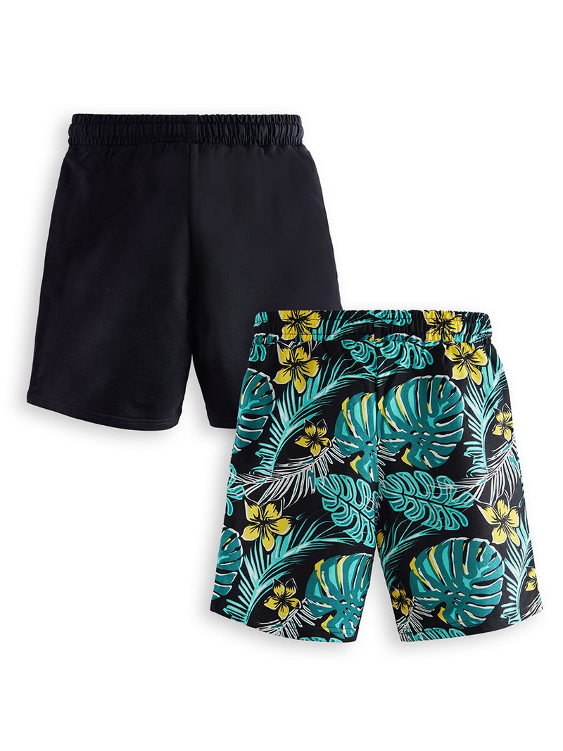 Denokids 2 Pack Boy Black&Hawaii Shorts - Image 4