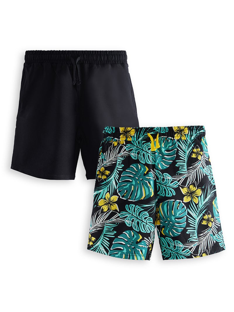 Denokids 2 Pack Boy Black&Hawaii Shorts - Image 3