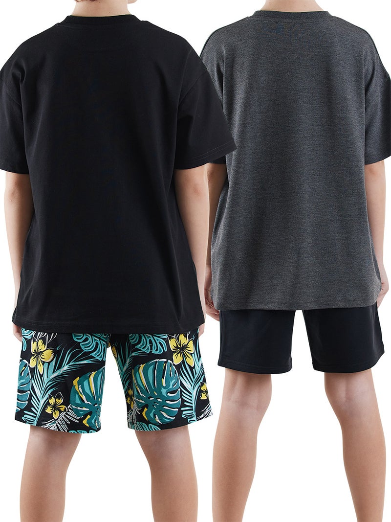 Denokids 2 Pack Boy Black&Hawaii Shorts - Image 2