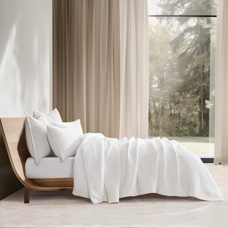 EVERGRACE Velvet Quilt Set Queen Size, Luxurious Soft Quilted Bedding Sets, Lightweight Velvet Comforter for All Season, Striped Channel Bedspread Coverlet with 2 Shams, Bright White - Image 3