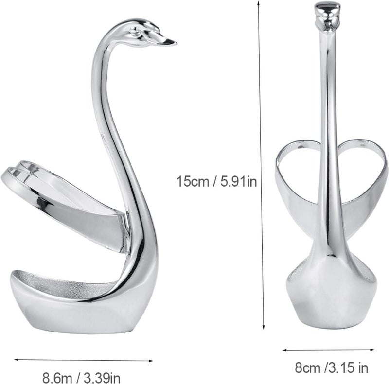 cheekyglo Coffee Spoon Holder, Stainless Steel Decorative Swan Base Fruit Forks Dessert Spoon Stand for Coffee Bar, Dinner Table, Tea Parties, Buffet Organizer - Image 1