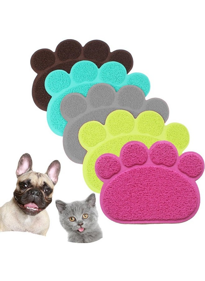 JOYJULY - Pvc Pet Dog Cat Puppy Kitten Dish Bowl Food Water Feeding Placemat, Non-Slip Cat Litter Mat Paw Shape, Grey Large - Image 1